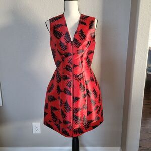 New Yigal Azrouel Fern Red mini Dress 8 M